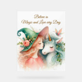 Unicorn Witch Girl Foam Board Art Magic Display アクリルサイン (正面)