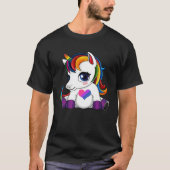 Unicorn with Bisexual Flag Heart Bisexual Flag Tシャツ (正面)
