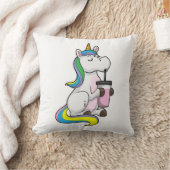 Unicorn with Bubble Tea クッション (ブランケット)