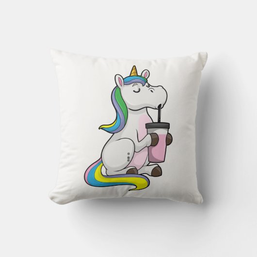 Unicorn with Bubble Tea クッション (正面)