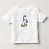 Unicorn with Bubble Tea トドラーTシャツ (正面)