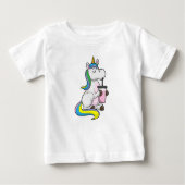 Unicorn with Bubble Tea ベビーTシャツ (正面)