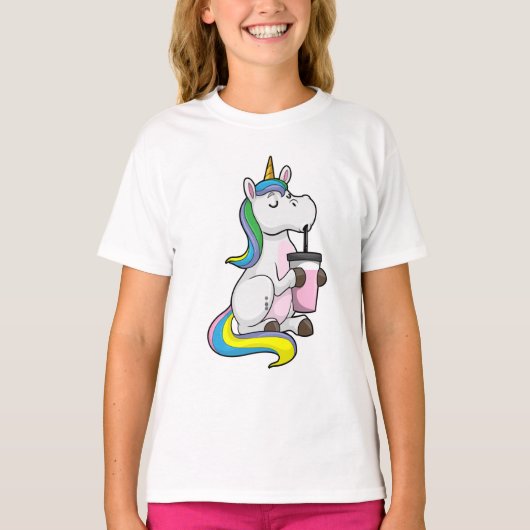 Unicorn with Bubble Tea Tシャツ (正面)