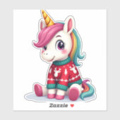Unicorn with Christmas Sweater Unicorn Girls Chris シール (シート)