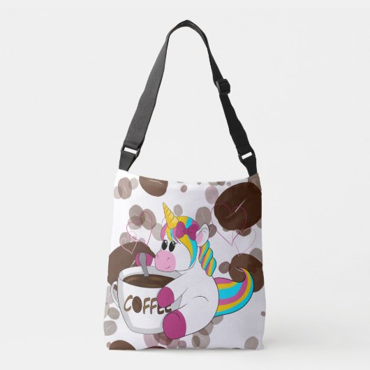Unicorn with Coffee  クロスボディバッグ (正面)
