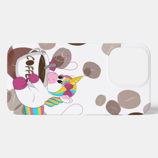 Unicorn with Coffee  iPhoneケース (裏面横)