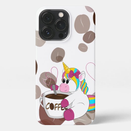Unicorn with Coffee  iPhoneケース (裏面)