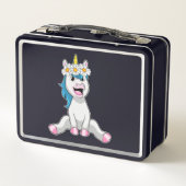 Unicorn with Flowersデイジー メタルランチボックス (裏面)
