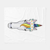 Unicorn with Flowers フリースブランケット (正面(横))