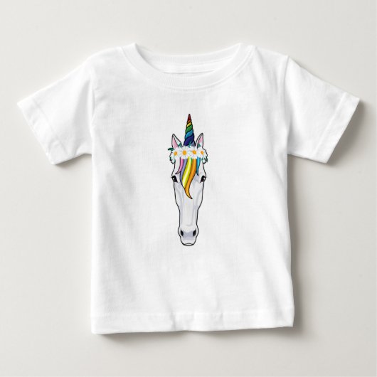 Unicorn with Flowers ベビーTシャツ (正面)