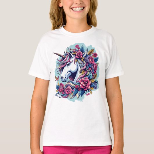 Unicorn With Flowers Tシャツ (正面)