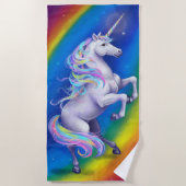 Unicorn with Rainbow ビーチタオル (正面)