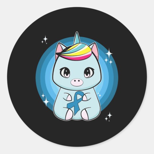 Unicorn With Ribbon Diabetes Awareness ラウンドシール (正面)