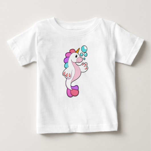 Unicorn with Water bubbles.PNG ベビーTシャツ (正面)