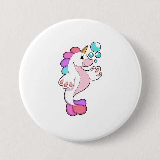 Unicorn with Water bubbles.PNG 缶バッジ (正面)