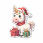 Unicorn Xmas Decoration Santa Unicorn Christmas T- シール (正面)