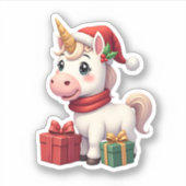 Unicorn Xmas Decoration Santa Unicorn Christmas T- シール (正面)