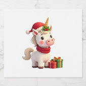 Unicorn Xmas Decoration Santa Unicorn Christmas T- スパークリングワインラベル (シングルラベル)