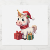 Unicorn Xmas Decoration Santa Unicorn Christmas T- スパークリングワインラベル (シングルラベル)