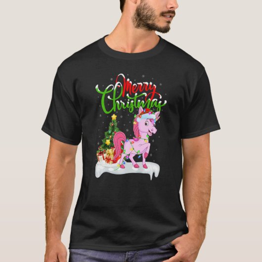 Unicorn  Xmas Decorations Santa Unicorn Christmas Tシャツ (正面)