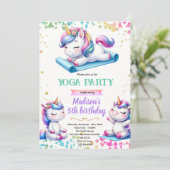 Unicorn yoga birthday party invitation 招待状 (スタンド正面)