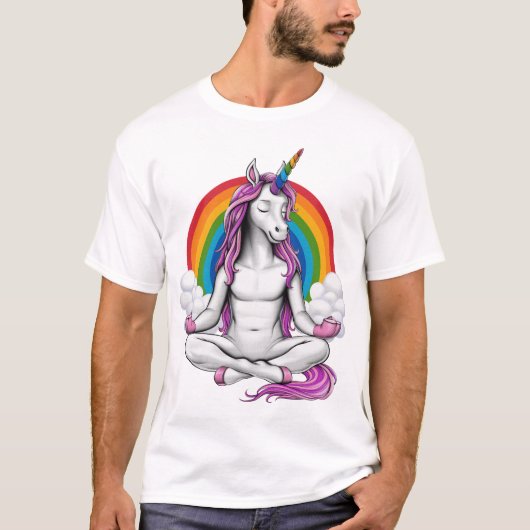 Unicorn Yoga Meditation Tシャツ (正面)