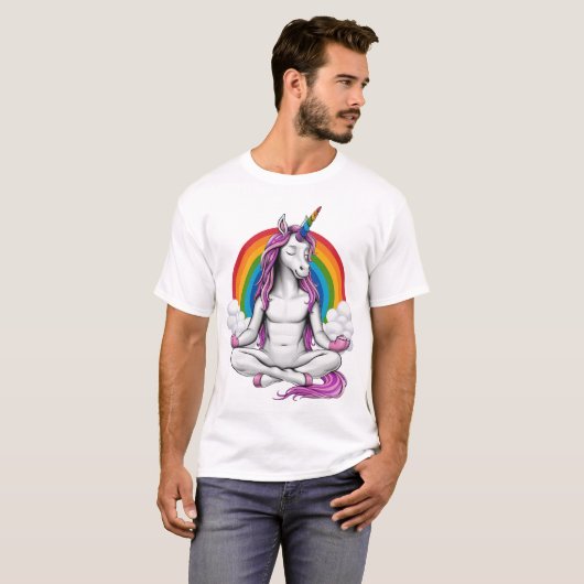 Unicorn Yoga Meditation Tシャツ (正面フル)