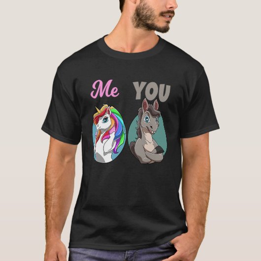 Unicorn You vs Me Compare Rainbow Tシャツ (正面)
