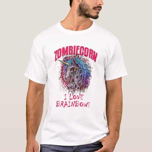 Unicorn Zombie Zombiecorn I Love Tシャツ (正面)
