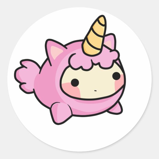Unicornio Kawaii ラウンドシール (正面)