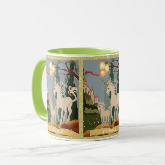 Unicornsパーソナライズ名メッセージの魔法 マグカップ (正面左)