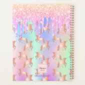 Unicornsピンクのドリップ名ホログラフィック プランナー手帳 (裏面)