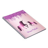 Unicornsピンク紫のグリッター名赤面 ノートブック (右側)