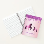 Unicornsピンク紫グリッター名 ノートブック (内部)