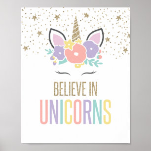Unicorns 信じ Rainbow Unicornポスター ポスター