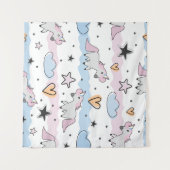 Unicorns and stars pattern タペストリー (正面(横))