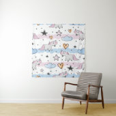 Unicorns and stars pattern タペストリー (インサイチュ)