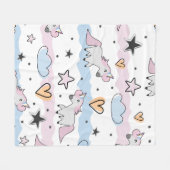 Unicorns and stars pattern フリースブランケット (正面(横))