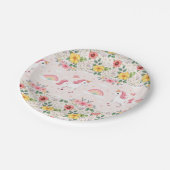 Unicorns & Botanical花，虹，パーティー ペーパープレート (アングル)