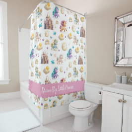 Unicorns & Fairytale Castle - Fantasy Design シャワーカーテン