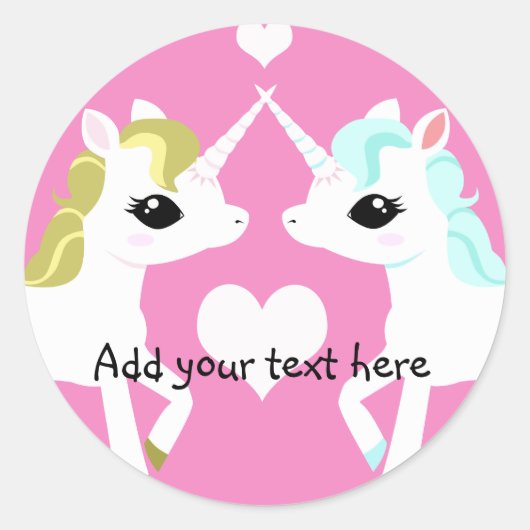 Unicorns in loveカスタマイズ可能なシール ラウンドシール (正面)
