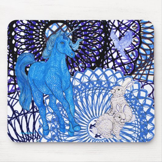 Unicorns Love Rabbits マウスパッド (正面)