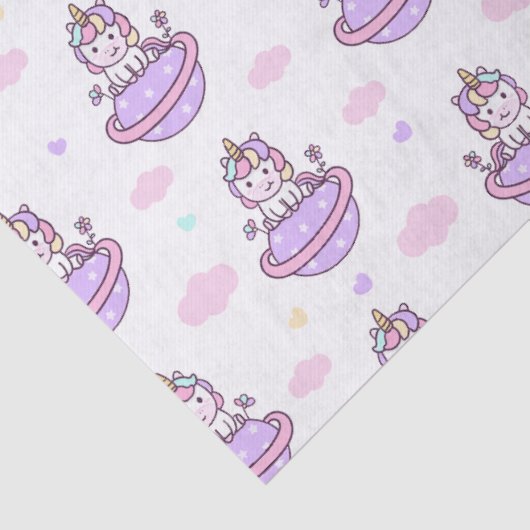 Unicorns on Planets Magical Space Pattern 薄葉紙 (詳細)