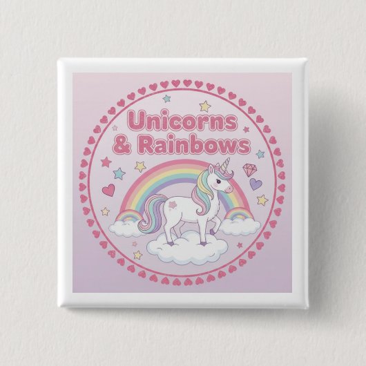 Unicorns & Rainbows 缶バッジ (正面)