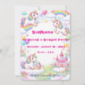 Unicorns & Rainbows Pastel Childs Birthday 招待状 (正面)
