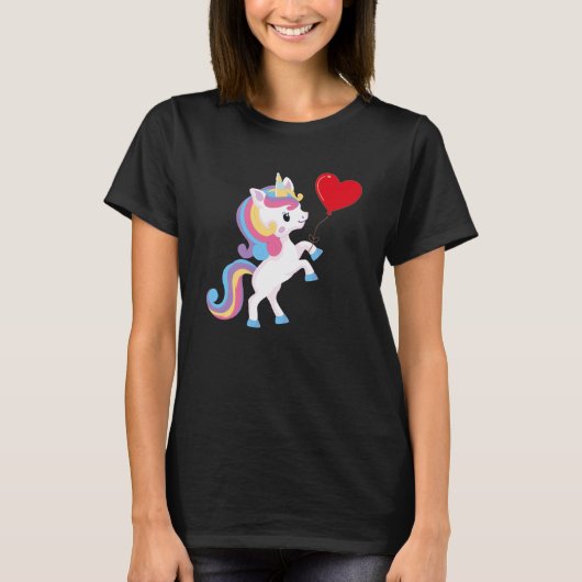 Unicorns With Heart Balloon Valentines Day Love Bo Tシャツ (正面)