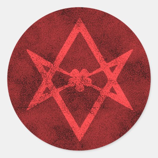 Unicursal Hexagram (Red Textured) ラウンドシール (正面)