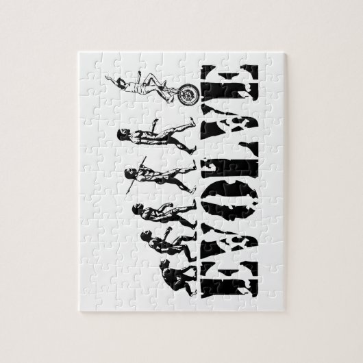 UnicyclingのUnicyclistの一輪車の進化のスポーツ ジグソーパズル (縦)