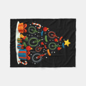 Unicycling Unicycle Christmas Tree Xmas  フリースブランケット (正面(横))