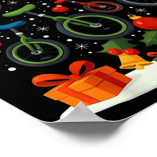 Unicycling Unicycle Christmas Tree Xmas  ポスター (角)